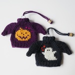 【２個セット】ハロウィンのニットオーナメント／ミニセーターとミニチュア毛糸玉／箱入り／受注制作