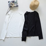 ﾓﾘﾉｶﾞｯｺｳ Mサイズ【2枚セット】袖くしゅ美シルエットロングスリーブTシャツ（ホワイト・ブラック）｜mg-se47-M