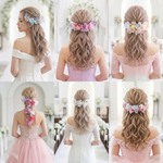 【全国送料無料】フチ無し♡5本セット♡お色の組みわせ自由♡リボン＊ヘアパーツ＊髪飾り＊ドレス＊ヘアアクセ＊ラプンツェル＊ハーフアップ＊結婚式＊成人式＊卒業式＊ウエディング＊ブライダル＊カラードレス＊ 