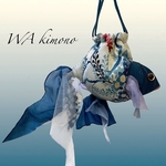 ブルー花柄 金魚バッグ  和装小物 金魚 巾着 ポーチ ゆかたバッグ コスプレ 衣装 着物リメイク 衣装 和柄 和装 80812
