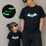 コウモリ 親子コーデ 親子リンクコーデ 夜のおさんぽ 暗闇で光るTシャツ 親子Tシャツ ハロウィンTシャツ
