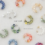 【ear cuff】15色から選べる! ガラスビーズのボリュームイヤーカフ　⑪ブルー