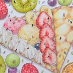 手描きポストカード　原画　フルーツクレープ