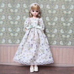 NO.506 22㎝ドール服 花柄ドレスワンピース＆小物セット