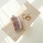 ピンク　ミニミニポーチ　6cmファスナー ×深さ約3cm 　インド刺繍リボン