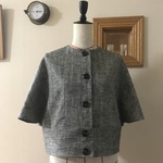 フレンチリネンヘリンボーンツイード（生成×黒）で作ったボレロジャケット