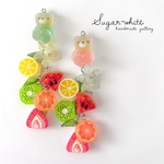sugar candy bear 《 mix fruit 》 ✵ ミックスフルーツキャンディと南国くまさんの耳飾り 🍹     ピアス / イヤリング  シルバーカラー
