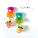 sugar candy bear 〜cocktail 🍸 《 citrus charm 》 ✵カクテルみたいなグラデーションくまさんの耳飾り ピアス / イヤリング  ※ピアスはスタッドのみとなります
