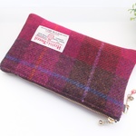 Harris Tweed ハリスツイード　&　チェコデザインビーズ　 中布内ポケット付き◆通帳ポーチ、ペンケースにも♪