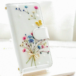 ＊かすみ草ブーケの押し花スマホケース(手帳型)＊393' 全機種対応 本物のお花 iPhone17/17Air/17Pro/16e/15/14/13/12/SE Android Galaxy 