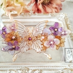 （6cm金具）向日葵と紫陽花の蝶のバレッタ(hair ornaments of butterfly〜summer elegant lady〜)