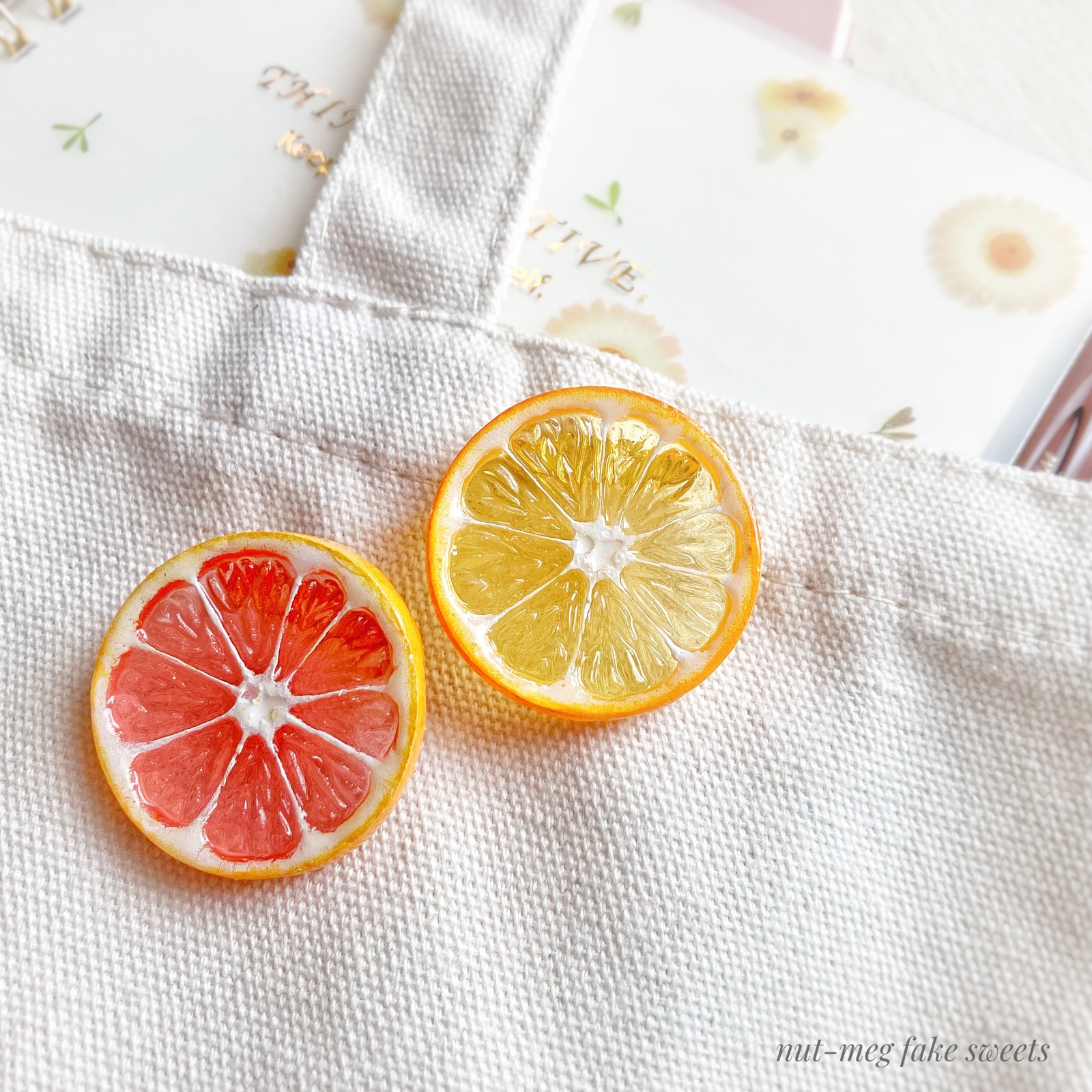 輪切りオレンジのブローチ(Orange brooch/ハンドメイドスイーツデコ