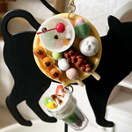 ミニチュアフード お団子と和菓子の豪華プレート・抹茶パフェ付きチャーム or 片方ピアス