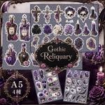 【A5/4種SET】chan.ce オリジナルコラージュシート　4枚Gothic Reliquary -聖遺物箱-　ゴシック 十字架 棺桶　Halloween 毒薬瓶