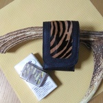 レザークラフト　zippoが入るシガレットケース　レザー&プリントレザー（黒・本革）