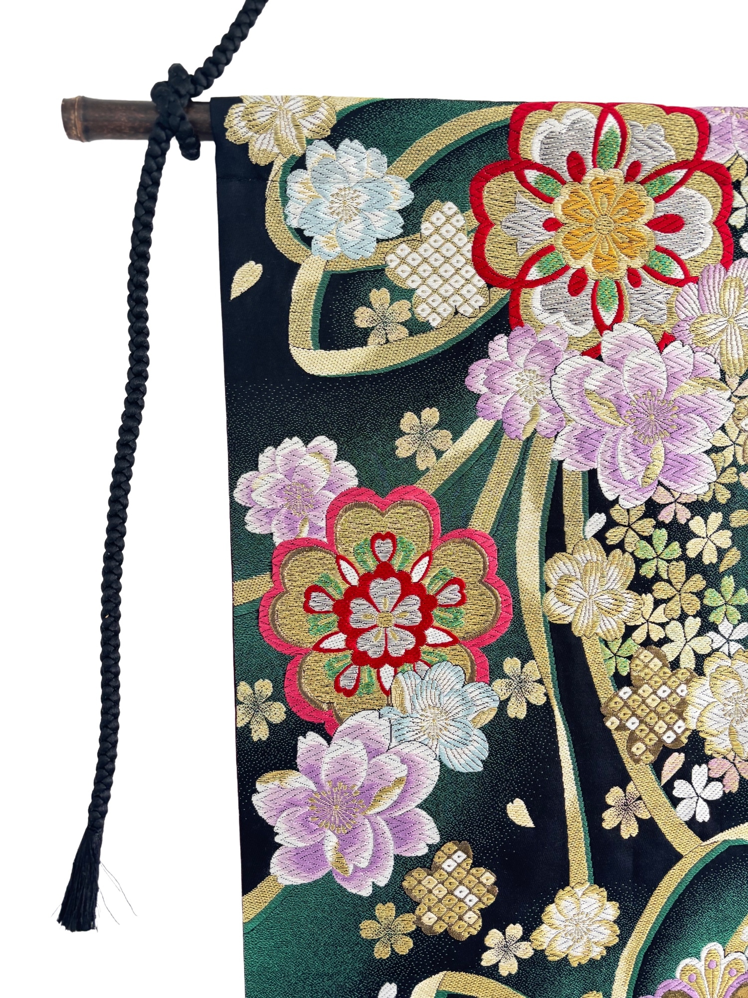 帯リメイク 帯タペストリー テーブルランナー 2WAY 豪華花模様 金糸