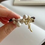 ribbon : コットンパールとビーズのヘアゴム