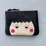 🌙 お顔ポーチ「色白ちゃん」ねむねむver.｜本革・ヌメ革