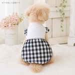  【SALE  ꕤ  完成品　ꕤ  送料込み】白×ブラックギンガムの上品ワンピース｜ハンドメイド犬服　送料込み