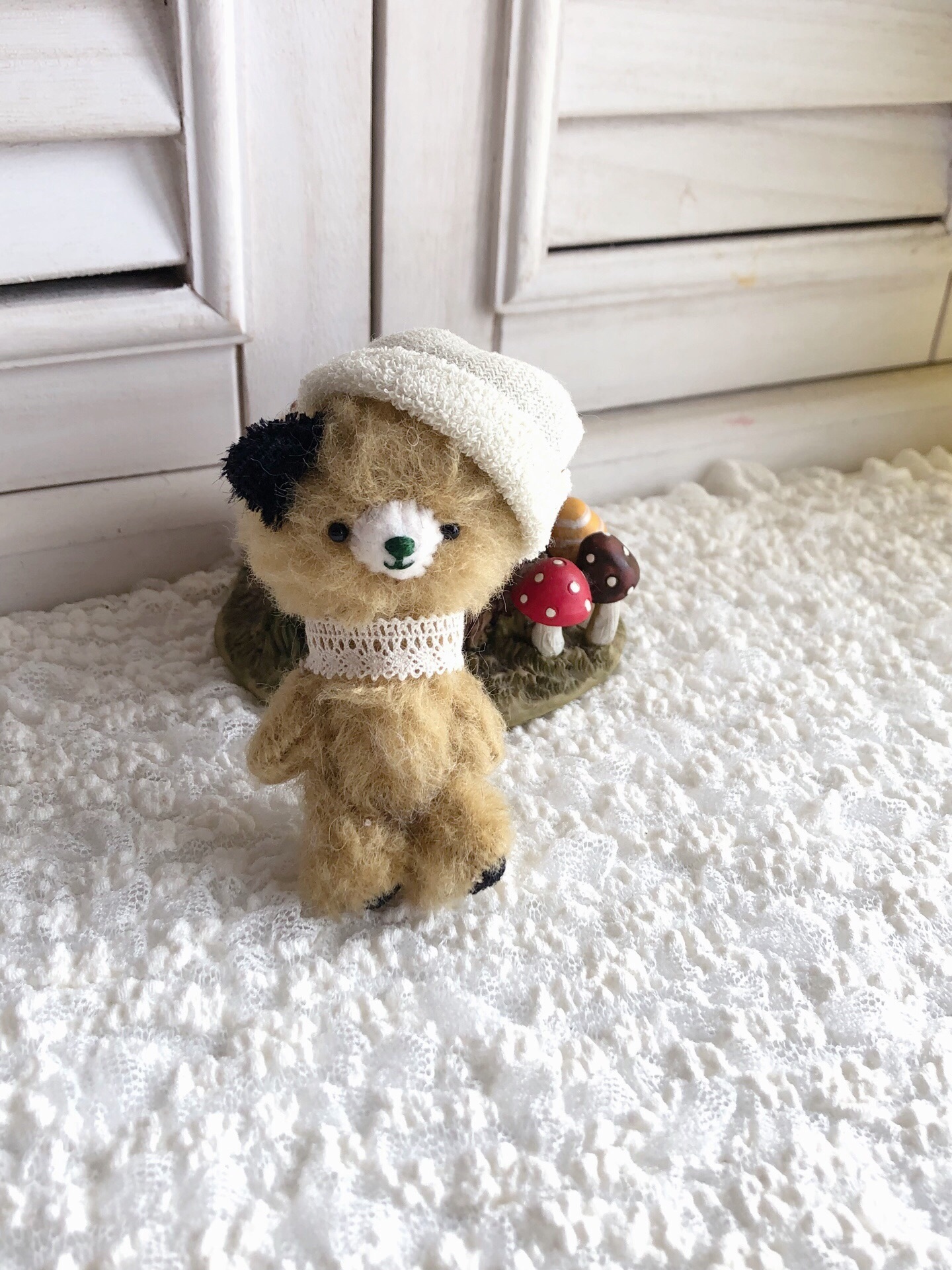 ☆ローズ色系 手のひらに乗るテディベア☆ハンドメイド くまさん