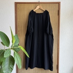 SALE**綿ワッシャー首紐ワンピース**プラック