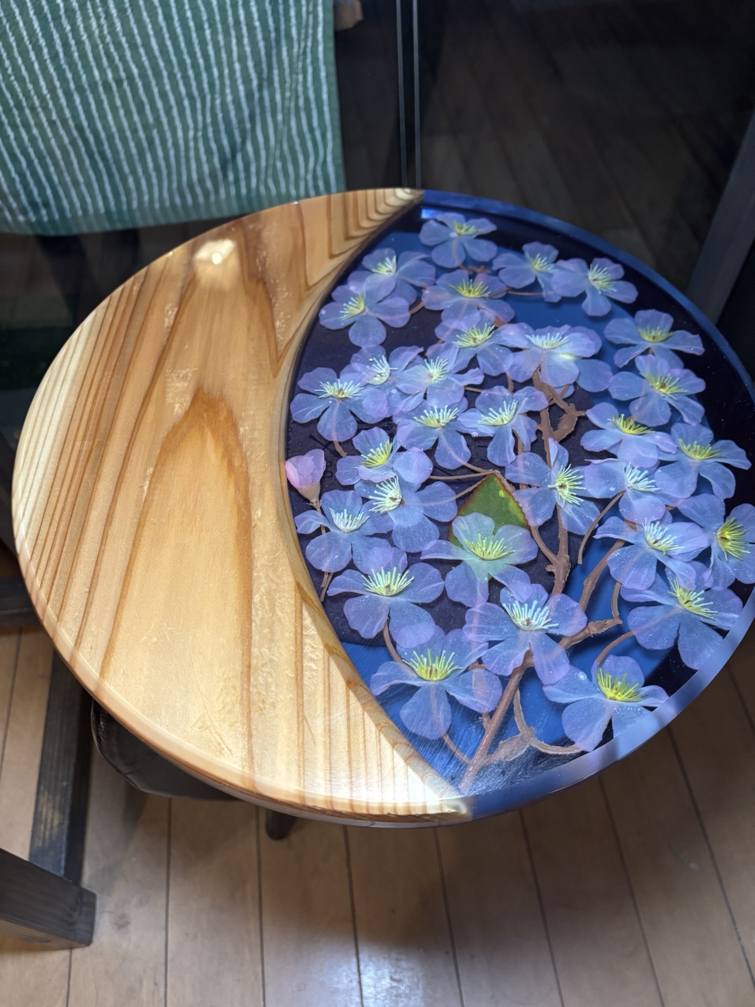 原品限り】レジンテーブル「夜桜」フラワースタンド 33cm×33cm×H3.0