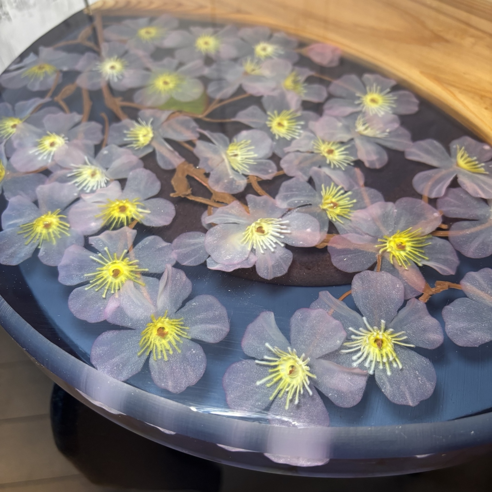 原品限り】レジンテーブル「夜桜」フラワースタンド 33cm×33cm×H3.0