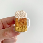 ビール 手刺繍ブローチ