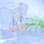 【再販】蓮の花(ピンク)(ピアス,イヤリング)(ディップアート)