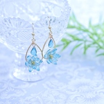 【受注,再販】蓮の花(ブルー)(ピアス,イヤリング)(ディップアート)