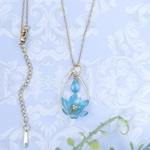 【再販】蓮の花ネックレス(ブルー)(ディップアート)