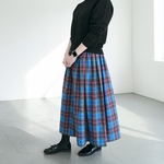 上質起毛シャギーチェックスカート　ブルー