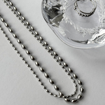 - Layer / necklace - レイヤー 2連 重ね付け オールステンレス シルバー ネックレス 