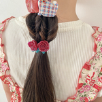 キッズ レジン 薔薇 バラ rose ヘアゴム 2個セット burgundy