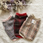 スコットチェック ベージュ ピンク レッド★犬服秋冬タンクトップ★ハイネックも可