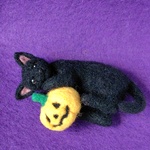 🎃ハロウィン🎃　黒猫　おばけカボチャけりけり　