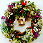 【注文製作】ドイツトウヒ&二色紫陽花のクリスマスリース