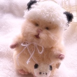 はむにぎりのふわふわパンダ帽子とポシェット風