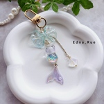 💜🩵ニャン魚姫キーホルダー🧜🏻‍♀️ レジン/ねこ/ネコ/猫/マーメイド