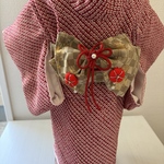 小型犬の着物(赤総絞り)