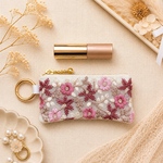 インド刺繍リボンのリップケース カラビナ付き