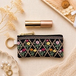 インド刺繍リボンのリップケース カラビナ付き