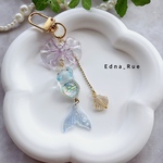 🩵💜ニャン魚姫キーホルダー🧜🏻‍♀️ レジン/ねこ/ネコ/猫/マーメイド