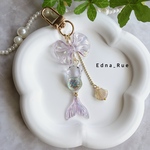 💜ニャン魚姫キーホルダー🧜🏻‍♀️ レジン/ねこ/ネコ/猫/マーメイド