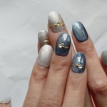 あの日のネイビーとネイルチップ　ネイビー×シルバー　マグネットネイル　ハレの日　成人式　前撮り　ブライダル　ブライダルネイル　ネイルチップ