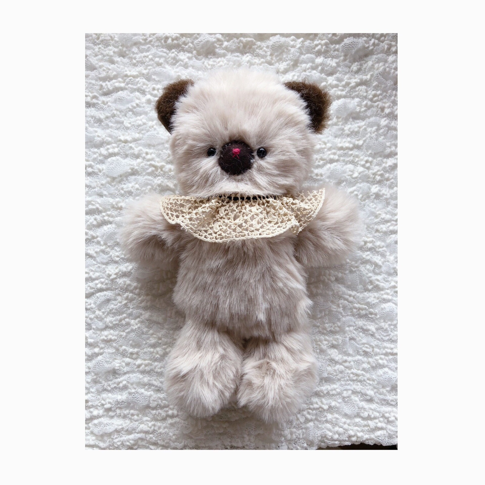 ☆ローズ色系 手のひらに乗るテディベア☆ハンドメイド くまさん