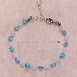 水色クリアと透明 ビーズブレスレット ハンドメイド アクセサリー