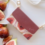 【受注生産】じゅわり無花果とボルドーの手帳型スマホケース（名入れ・ショルダー対応・多機種・秋色）