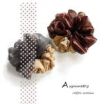 秋色coffee；シュシュ Asymmetry オーガンジー ショコラブラウン キャメル／大人かわいい 秋色 ベイクドカラー
