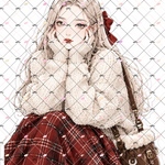 オリジナルステッカー　コラージュ素材　winter 冬バージョン　ガールステッカー　6種類6枚セット